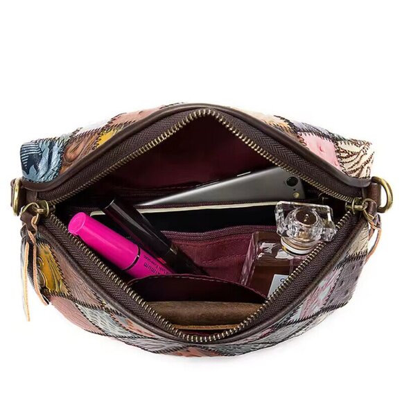 Mini Boho Leather Crossbody – Genuine Leather, Artistic, Indie Babe Shoulder Bag - Picture 5 of 8